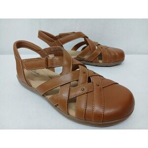 Clarks Women's Size 10M Brown Leather Strappy Fisherman Sandals 26177123‎